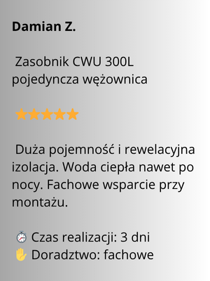 zasobnik cwu 300l pojedyncza wężownica opinia o pojemności i wsparciu
