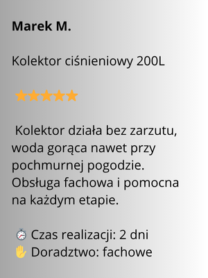 opinia o kolektorze ciśnieniowym 200l grzejącym wodę w pochmurne dni