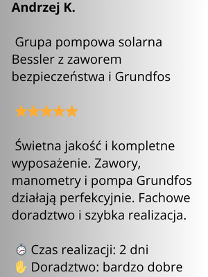 grupa pompowa solarna Bessler z pompą Grundfos opinia o jakości i doradztwie