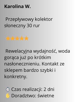 opinia o przepływowym kolektorze słonecznym 30 rur wydajność i szybka dostawa