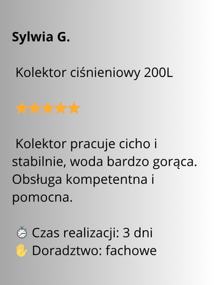 kolektor ciśnieniowy 200l opinia o stabilnej pracy i obsłudze